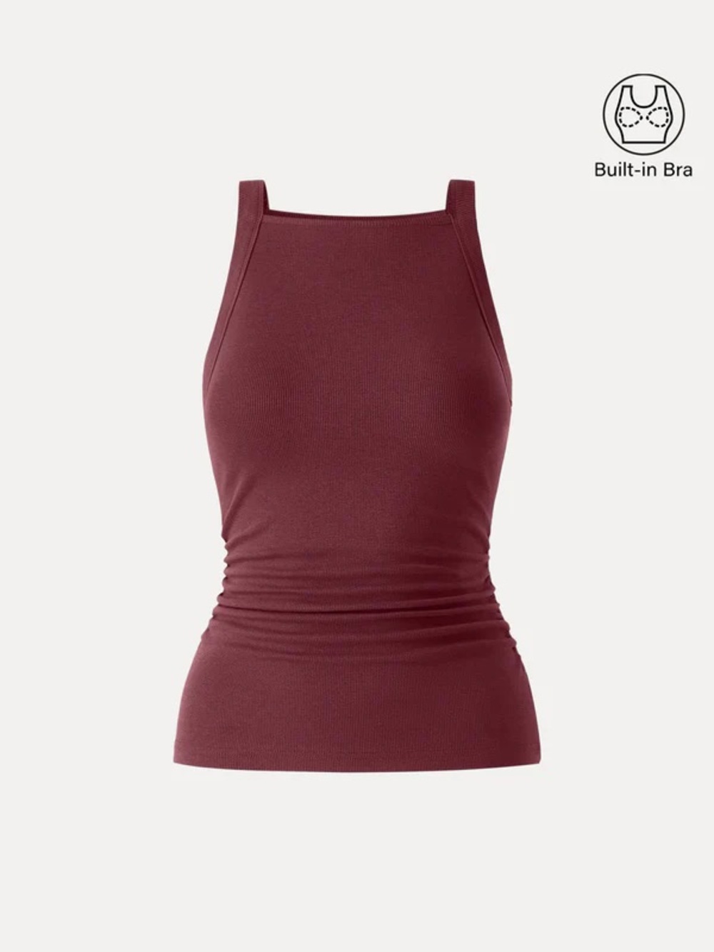 OGL Plantive Chic Square Neck Ruched Rib Bra Tank